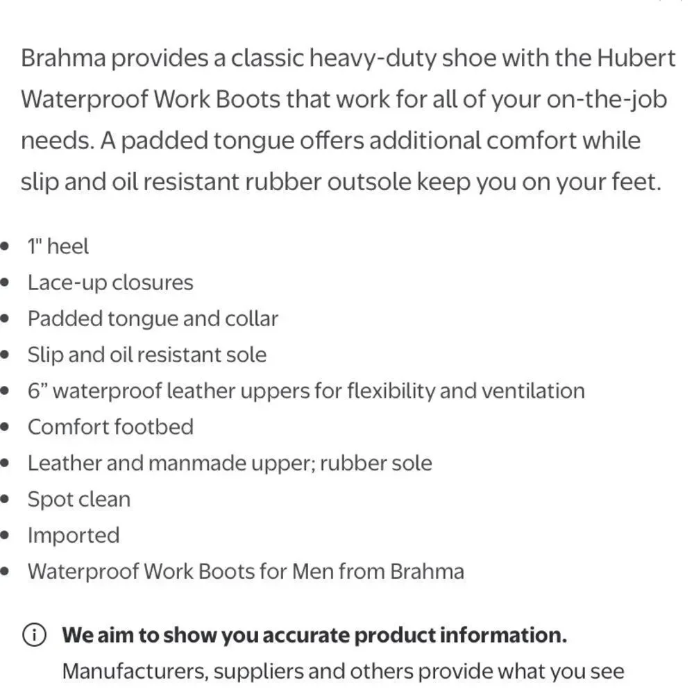 Mens Brahma Herbert Work Boots Sz 7 New